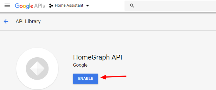 Activer l'API Homegraph